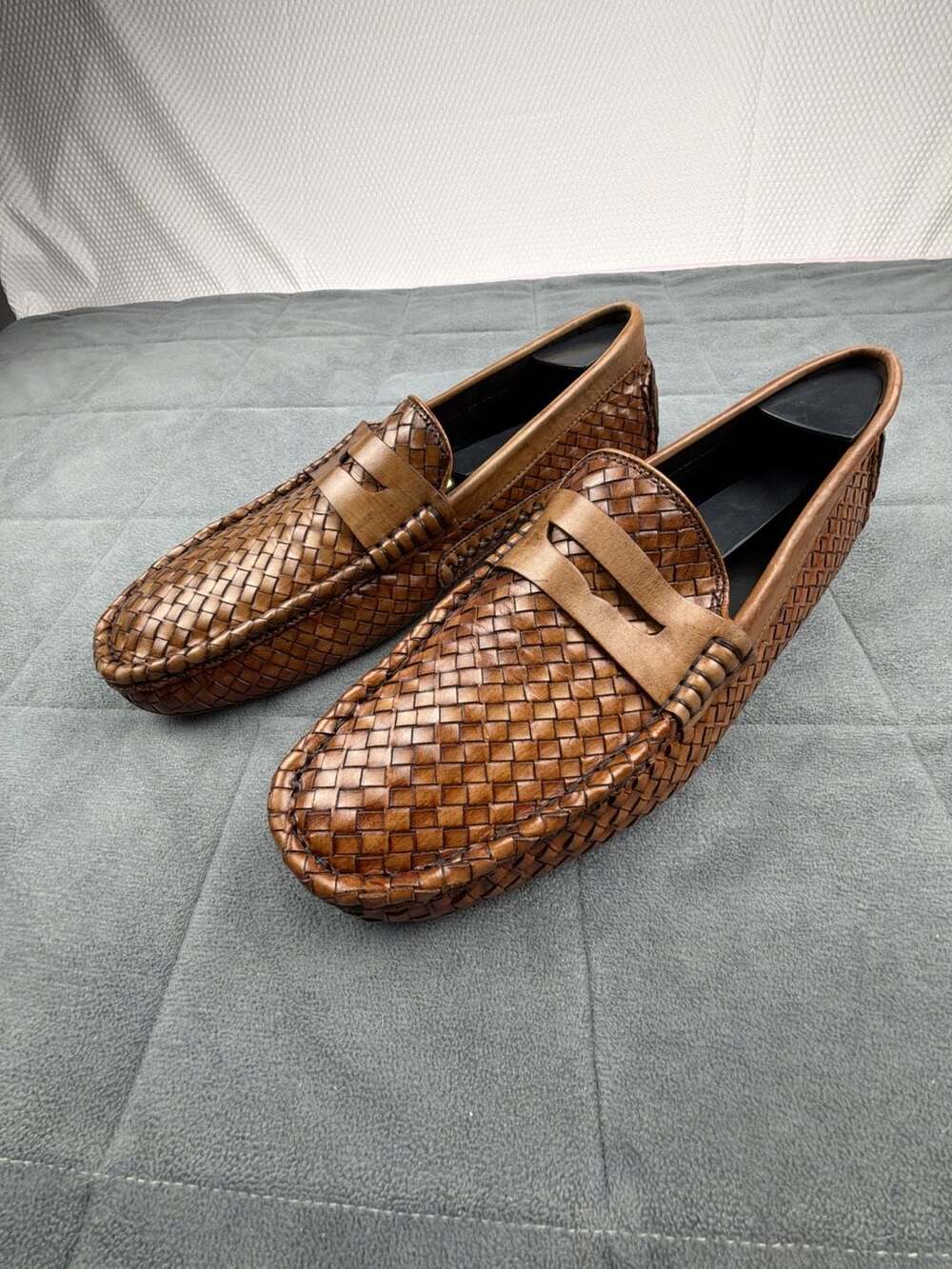 Johnston & Murphy Woven Intrecciato Leather Driver Loafers size 10